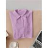 imageSHENHE Womens Oversized Button Down Short Sleeve Shirt Textured Collared Crop Top BlouseLilac Purple