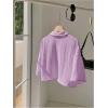 imageSHENHE Womens Oversized Button Down Short Sleeve Shirt Textured Collared Crop Top BlouseLilac Purple