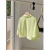 imageSHENHE Womens Oversized Button Down Short Sleeve Shirt Textured Collared Crop Top BlouseLime Green