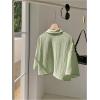 imageSHENHE Womens Oversized Button Down Short Sleeve Shirt Textured Collared Crop Top BlouseOlive Green