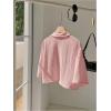 imageSHENHE Womens Oversized Button Down Short Sleeve Shirt Textured Collared Crop Top BlousePink