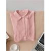 imageSHENHE Womens Oversized Button Down Short Sleeve Shirt Textured Collared Crop Top BlousePink