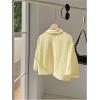 imageSHENHE Womens Oversized Button Down Short Sleeve Shirt Textured Collared Crop Top BlouseYellow