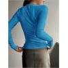imageSHENHE Womens Ribbed Long Sleeve Henley T Shirts Button Down Slim Fit Basic Tee TopAzure Blue