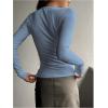 imageSHENHE Womens Ribbed Long Sleeve Henley T Shirts Button Down Slim Fit Basic Tee TopBaby Blue Light Blue