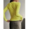 imageSHENHE Womens Ribbed Long Sleeve Henley T Shirts Button Down Slim Fit Basic Tee TopBright Yellow