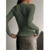 imageSHENHE Womens Ribbed Long Sleeve Henley T Shirts Button Down Slim Fit Basic Tee TopDark Green