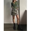 imageSHENHE Womens Ribbed Long Sleeve Henley T Shirts Button Down Slim Fit Basic Tee TopDark Green