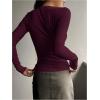 imageSHENHE Womens Ribbed Long Sleeve Henley T Shirts Button Down Slim Fit Basic Tee TopDeep Purple