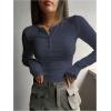 imageSHENHE Womens Ribbed Long Sleeve Henley T Shirts Button Down Slim Fit Basic Tee TopDusty Blue