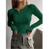 imageSHENHE Womens Ribbed Long Sleeve Henley T Shirts Button Down Slim Fit Basic Tee TopGreen