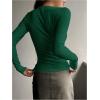 imageSHENHE Womens Ribbed Long Sleeve Henley T Shirts Button Down Slim Fit Basic Tee TopGreen