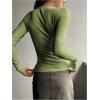imageSHENHE Womens Ribbed Long Sleeve Henley T Shirts Button Down Slim Fit Basic Tee TopLight Green