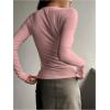 imageSHENHE Womens Ribbed Long Sleeve Henley T Shirts Button Down Slim Fit Basic Tee TopLight Pink