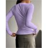 imageSHENHE Womens Ribbed Long Sleeve Henley T Shirts Button Down Slim Fit Basic Tee TopLilac Purple