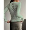 imageSHENHE Womens Ribbed Long Sleeve Henley T Shirts Button Down Slim Fit Basic Tee TopMint Green