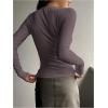 imageSHENHE Womens Ribbed Long Sleeve Henley T Shirts Button Down Slim Fit Basic Tee TopMocha Brown