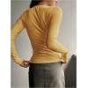 imageSHENHE Womens Ribbed Long Sleeve Henley T Shirts Button Down Slim Fit Basic Tee TopMustard Yellow