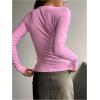imageSHENHE Womens Ribbed Long Sleeve Henley T Shirts Button Down Slim Fit Basic Tee TopPink
