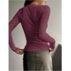 imageSHENHE Womens Ribbed Long Sleeve Henley T Shirts Button Down Slim Fit Basic Tee TopPlum Purple