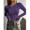 imageSHENHE Womens Ribbed Long Sleeve Henley T Shirts Button Down Slim Fit Basic Tee TopPurple