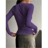 imageSHENHE Womens Ribbed Long Sleeve Henley T Shirts Button Down Slim Fit Basic Tee TopPurple