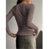 imageSHENHE Womens Ribbed Long Sleeve Henley T Shirts Button Down Slim Fit Basic Tee TopTaupe