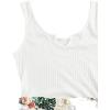 imageSHENHE Womens Summer Sleeveless Notched Neck Tropical Print Belted Shorts Tank Romper JumpsuitsA White Green