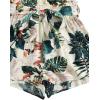 imageSHENHE Womens Summer Sleeveless Notched Neck Tropical Print Belted Shorts Tank Romper JumpsuitsA White Green