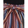 imageSHENHE Womens Summer Sleeveless Notched Neck Tropical Print Belted Shorts Tank Romper JumpsuitsBlack Geo Print