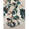 imageSHENHE Womens Summer Sleeveless Notched Neck Tropical Print Belted Shorts Tank Romper JumpsuitsDeep Blue