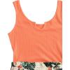 imageSHENHE Womens Summer Sleeveless Notched Neck Tropical Print Belted Shorts Tank Romper JumpsuitsOrange Tropical Print