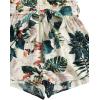 imageSHENHE Womens Summer Sleeveless Notched Neck Tropical Print Belted Shorts Tank Romper JumpsuitsOrange Tropical Print
