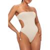 imageSHENHE Womens Cut Out Strapless Bodycon Sexy Tube Top Skinny Bodysuit LeotardApricot