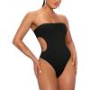 imageSHENHE Womens Cut Out Strapless Bodycon Sexy Tube Top Skinny Bodysuit LeotardBlack