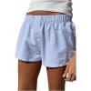 imageSHENHE Womens Elastic Waist Button Up Low Rise Striped Shorts Y2k Boxer Shorts Beach ShortsBlue and White