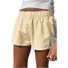 imageSHENHE Womens Elastic Waist Button Up Low Rise Striped Shorts Y2k Boxer Shorts Beach ShortsYellow
