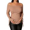 imageSHENHE Womens Maternity Off The Shoulder Tops Long Sleeve Knit Top Tie Side Ruched Fall Fashion Breastfeeding ClothesApricot