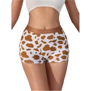 imageSHENHE Womens Cow Print Boyshorts Panties Low Rise Cute Boxer UnderwearBrown