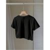 imageSHENHE Womens Bow Print Short Sleeve Crop Tops Round Neck Fitted Summer Tee ShirtsBlack