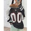 imageSHENHE Womens Oversized Mesh Jersey Shirt Y2k Long Sleeve Off Shoulder Graphic Tee TopBlack