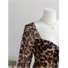 imageSHENHE Womens Plus Size Leopard Print T Shirt Long Bell Sleeve Tie Front Tee Shirts Sheer Mesh TopsMulticolor