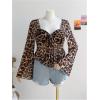 imageSHENHE Womens Plus Size Leopard Print T Shirt Long Bell Sleeve Tie Front Tee Shirts Sheer Mesh TopsMulticolor