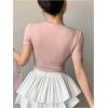 imageSHENHE Womens Sequin Bow Top Y2K Ribbed Knit Tshirt Short Sleeve Cute Summer TeePink