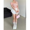 imageSHENHE Womens Sequin Bow Top Y2K Ribbed Knit Tshirt Short Sleeve Cute Summer TeePink