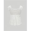 imageSHENHE Womens Square Neck Smocked Ruched Sleeveless Eyelet Peplum Top Kawaii Cute TopApricot