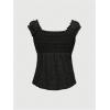 imageSHENHE Womens Square Neck Smocked Ruched Sleeveless Eyelet Peplum Top Kawaii Cute TopBlack