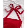 imageSHENHE Womens Tie Halter Neck Backless Ruched Slim Fit Textured Summer Cute Crop TopRed