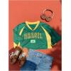 imageSHENHE Womens Y2k Soccer Jersey Top Brazil Crop Top Short Sleeve Graphic Loose Jersey ShirtGreen