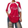 imageSHENHE Womens Oversized Vintage Graphic Tee Short Sleeve Color Block Jersey Shirt TopRed